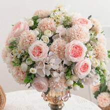 3 Bunches Artificial Peony Hydrangea & Chrysanthemum Bouquet, Real Touch Faux Flowers, Bridal Hand Bouquet,Home Office Decor, Flower Arrangements Artificial Centerpiece, Outdoor Garden Yard Wedding Birthday Bridal Shower Decor,Fall Decor,Autumn