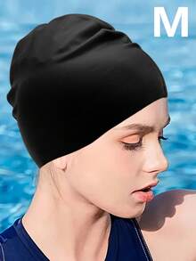 Extra Large Silicone Swimming Cap For Braids And Long Hair Extensions, Waterproof Swim Caps For Pools And Showers, Suitable For Adults To Keep Hair Dry, Easy To Put On And Take Off, Fits Various Hair Lengths And Styles Including Short, Medium, Long Hair, Braids, Weaves, Curls, And Afro Hair. Available In 5 Sizes: S-M-L-XL-XXL, Black Color, Unisex, Beach Essentials, Beach Accessories, Pool Float - Black - View 13