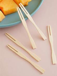 400/200/100/50/25pcs Natural Bamboo Fruit Skewers, Transparent Home Use Small Snack Cake Dessert Fork, Appetizer & Dessert Forks, Suitable For Parties, Gatherings, Picnics, Weddings, Businesses. Quantity Can Be Customized.,School Supplies - Beige - View 3