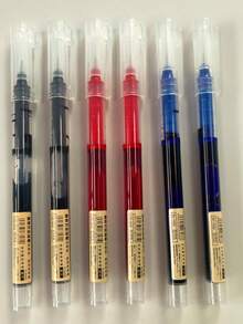 Gel Pen, Extra Fine 0.5mm Financial Gel Pen Black Blue Red Ink Pen Refill Stick Straight Ink Pen Straight Liquid Pen, Pen Case Set Suitable For School Office Exam Supplies Stationery, Back To School Season, School Supplies. - one-size - View 6