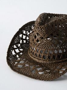 Tropiscape One Size Women's Handmade Braided Sun Hat With Hollow-Out Flower Pattern, Bowknot & Adjustable Chin Strap, Wire-Edged Brim, Perfect For Sunscreen, Outdoor Activities And Fashionable Daily Wear. Boho Beach Autumn Winter Gifts - Multicolor - View 8