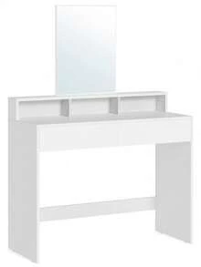Dressing Table With Large Mirror, Vanity Table With 2 Drawers And 3 Compartments, Makeup Table, Modern, 40 X 100 X 140 Cm, White - White - View 10