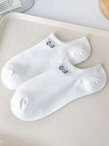 5 Pairs Women Funny Socks - No-Show Ankle Socks For Summer, Cute Casual Novelty Boat Socks, White Crew Socks For Daily Wear Gifts - White - View 4