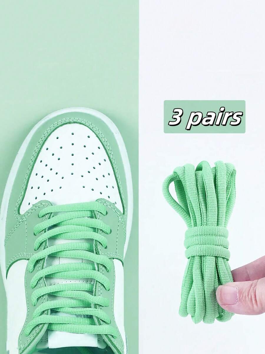 3 Pairs Semi-Circle Shoelaces, Fashionable Versatile Sneaker Shoe Laces Replacements For Sports And Running Shoes - Multicolor - View 1