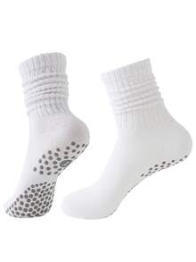 3 pares de meias esportivas femininas multifuncionais, lisas e antiderrapantes, casuais e minimalistas, adequadas para todas as estações, esportes ao ar livre e pilates, ioga, balé, uso diário e treino, incluindo meias antiderrapantes, ótimas para presentear, outono - Multicolorido - Ver 3
