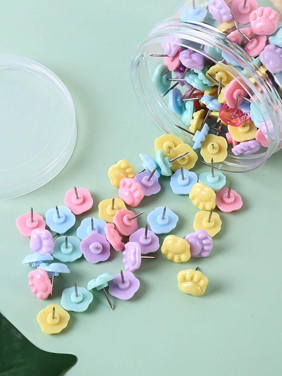 50 Pieces Of Cat Paw Thumbtacks, Office Stationery, Thumbtacks For Bulletin Boards, Thumbtacks For Walls, Cork Stoppers, Maps, Calendars, Photos, Gift Storage Boxes, Student And Adult DIY Handicraft Projects, Home Office Organization, Large-Sized Cork Thumbtacks, Stationery Needed For Returning To School.Back-To-School Supplies, Fixed Accessories For Graduation Party Decoration,Back To School,School Supplies - Multicolor - View 1