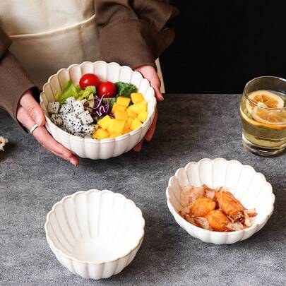 1 件陶瓷贝壳形复古碗，适合日常家居使用、餐具、聚会/派对、早餐、水果、乔迁礼物、学校用品