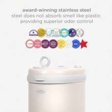Ubbi Steel Odour Locking Nappy Disposal Bin, No Special Bag Required Money Saving, Awards-Winning, Modern Design Registry Must-Have Nappy Bin, Ivory - Oat Milk - View 5