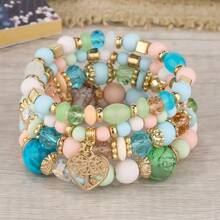 Conjunto de 4 Pulseiras Elásticas de Contas Acrílicas Coloridas Estilo Vintage e Elegante para Mulheres, Adequadas para Festivais, Aniversários, Encontros, Danças, Festas, Casamentos, Feriados, Compras, Deslocamentos Diários.