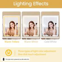 Tomnk 2 Sizes Vanity Desk Set With Mirror LED Lights And Power Outlet, Vanity Desk With Soft Dressing Stool And Drawers, Open Organizer, Dressing Table Bedroom, Home Decor, Bedroom Furniture (Mirror Light Strip Powered By USB Interface) - 查看 12