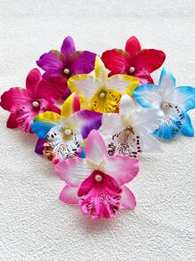 10 Stücke zufällige Farbe Frauen Hibiskus Haarclips, Hawaii Blumenclips, Pflaumenbüten-Schaum-Haarclips, Hawaii Tropen Party Dekorationen, Strand Schwimmbad Urlaubskleidung, Hawaii Party Zubehör Klauen Clips Haarclips Haarspangen