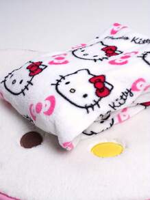 Sanrio 1 pieza Pantalones de pijama suaves de franela con estampado de Hello Kitty con licencia para mujeres, forrados térmicos, ropa de estar en casa cálida y casual, adecuado para primavera/otoño, estampado de dibujos animados, regalo de moda para amigos, novia, Acción de Gracias, Navidad, Halloween
