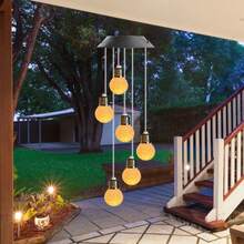 1pc Rice Bulb Ball Wind Chimes Light Outdoor Waterproof Hanging Mobile Lamp Solar Powered Warm White Suitable For Home Garden Yard Patio Balcony Bedroom Holiday Party Wedding Festival Decoration - View 1