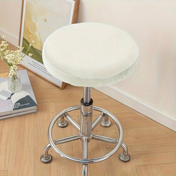 1pc Elastic Water Wave Round Stool Cover, Round Stool Cover, Cap, Decorative Protective Chair, Suitable For Bar, Cafe, Kitchen Round Stools
