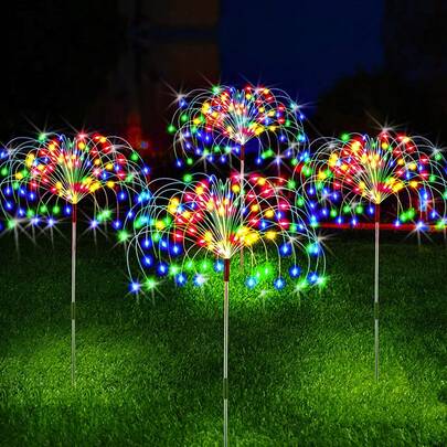 1Pc Solar Powered 60/90/120/200 LED Fireworks Lights - Multi-Color, With 8 Lighting Modes, Outdoor Christmas Decorative Lights For Villa, Patio, Balco