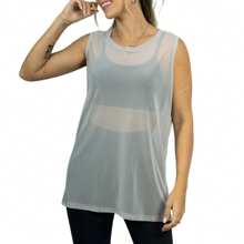 Camisa Blusa De Tule Regata Transparente Academia Esporte Moda Fitness