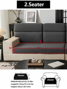 1pc Stretch Sofa Cover, Anti-Slip Anti-Spill Full Coverage Fabric Thickened 4-Season Sofa Seat Cushion Cover, Machine Washable, Pet Friendly, Fits For Bedroom, Office, Living Room, L-Shaped And 1/2/3/4 Seater Sofas - Moon Gray - View 15