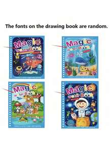 1 Set Magic Water Color Painting Book, Magical Coloring And Drawing Kit, Educational And Reusable Watercolor Painting (Pen And Border Color Of Drawing Book Are Random), For Office, School, Painting, Student, Marker, Stationery, School Supplies, Watercolor, Holiday Party Birthday Gift