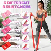 Resistance Bands, 5 Pcs Exercise Bands Elastic Stretch Bands For Fitness Yoga Pilates Stretching Strength Training, Workout Bands For Women And Men Home Gym - 漸層紅 - 查看 2