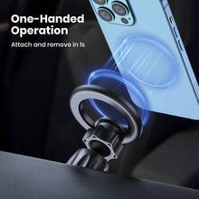 TOPK Magnetic Car Mount , 20 Powerful Magnets, 360° Rotation Air Vent Phone Holder, Waterproof, Adjustable, Round Shape, ABS Material, Compatible With IPhone 15/14/13/12 Series, Auto Smartphone Cradle - Black - View 4