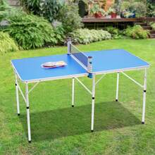 Foldable Ping Pong Table W/ Net Indoor Outdoor Tennis Table Ping Pong Sport Game - Blue, Silver - View 6