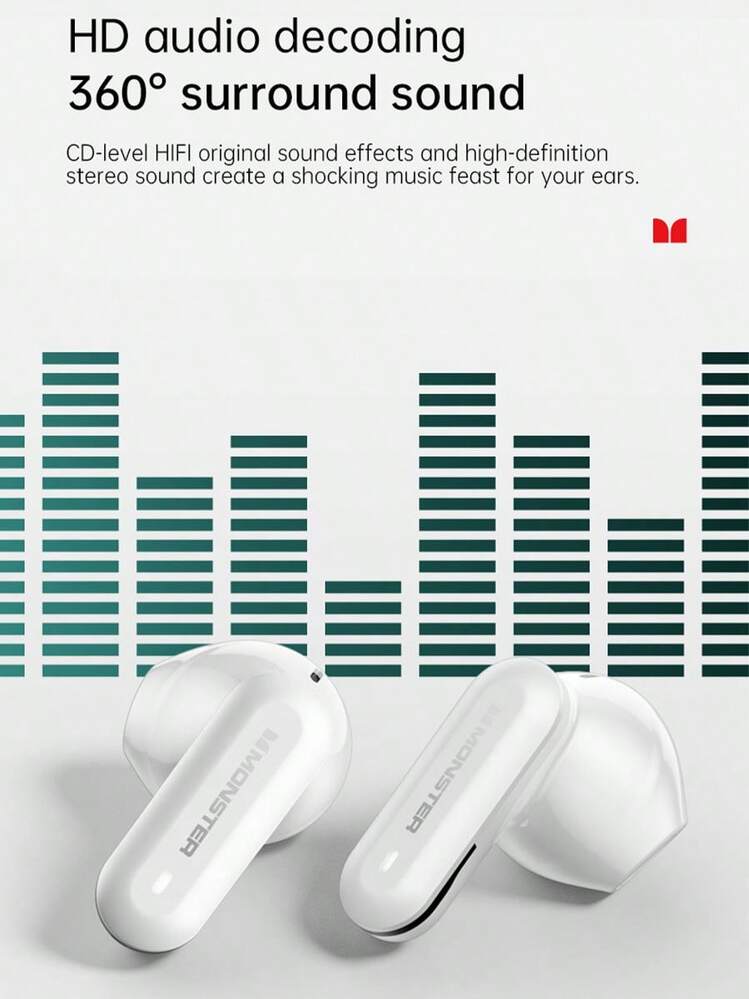 Écouteurs sans fil Monster XKT25 Hifi Stéréo Casque de jeu Réduction de bruit Écouteurs de sport avec micro - Taille Unique - Voir 8