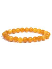 1pc Yellow Jade Bracelet For Women & Men - Wealth & Prosperity Symbol, Attraction Love Positive, Unisex Jewelry Gift For Daily Wear - Yellow - View 7