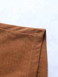 Nuevo conjunto de verano para hombres de camisa holgada de unicolor con múltiples bolsillos y botones + pantalones cortos con cordón, conjunto casual de vacaciones, deportivo y básico diario, 2 piezas - Marrón - Ver 7