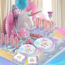 1件彩色塑料桌布，美人鱼主题生日派对桌布，美人鱼桌布装饰一次性用品，一次性生日派对桌布，长方形彩色塑料桌布，毕业典礼、婚礼、野餐装饰派对桌布 - 彩色 - 查看 4