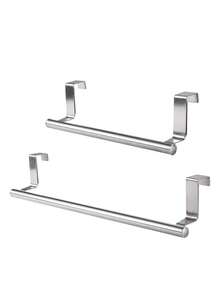 1 件不锈钢单杆毛巾架，厨房壁挂式衣架，橱柜门安装毛巾架，银色/黑色