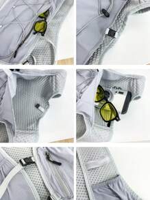 1 件纯黑/灰色反光带休闲个性街头风格男士胸包，适合户外运动、骑行、徒步旅行，可容纳手机、身份证、银行卡、钥匙，是节日和男士礼物的必备品