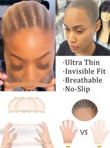 Gorro de peluca transpirable natural - Nailon transparente ultradelgado, gorro calvo ligero y elástico para pelucas con encaje frontal, uso cómodo en verano para mujeres