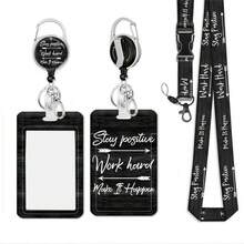 1 套（1 个伸缩徽章卷轴 + 1 个挂绳 + 1 个卡夹）黑色背景停留箭头徽标徽章夹套装，伸缩 ID 徽章夹，挂绳，适合教师、护士、办公室使用、教师节、护士礼物、学校用品、返校 - 彩色 - 查看 6