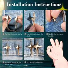 8 sets de boutons d'ajustement de la taille du pantalon en forme d'étoile, ensembles de boucles de ceinture réglables sans couture et sans outil, boucles de ceinture décoratives amovibles, boutons et épingles pour jeans, pantalons, jupes et manches larges