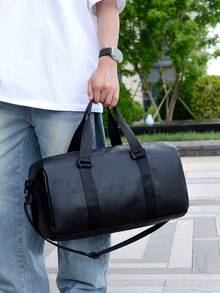 大容量旅行行李袋，带湿口袋的周末旅行包，健身房健身医院防水过夜包，周末旅行随身行李，黑色大号手提包旅行必备购物袋 - 彩色 - 查看 11