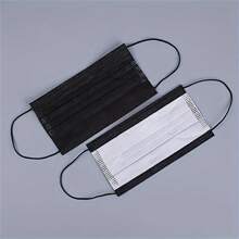 100 片/50 片成人黑色透气口罩 - 防过敏、透气面料、佩戴舒适、带弹性耳挂、无需电池、加厚透气口罩