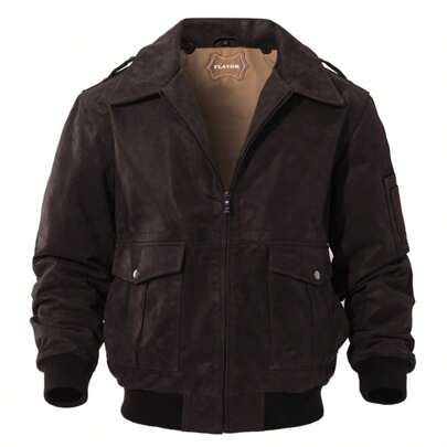 Avant-Garde - Biker Style    Men's  Genuine Leather  Flight  Bomber Jacket   Aviator