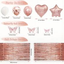 14-Piece Rose Gold Birthday Decor Kit: Includes "Happy Birthday" Banner, Tinsel Curtain Backdrop, 3D Butterflies, Rose Gold Heart Foil Balloons, Star Foil Balloons – Perfect For Women's Birthday Parties, Bridal Showers & Bachelorette Decorations