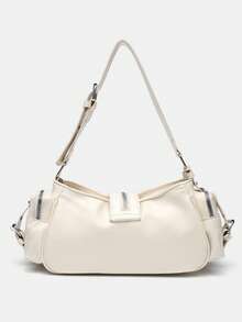 New Spring/Summer Motorcycle Bag, Y2K Girl Large Capacity Multi-Function Handbag, Rivet Shoulder Bag, Crossbody Bag, Underarm Bag With Unique Design, Fashionable Niche Deep Beige, New Ladies Handbag - Beige - View 7