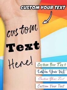 5-20pcs Custom Personalized Fake Tattoos Temporary,Custom Tattoos,Personalized Temporary Tattoos,Multicolor Text Stickers,For Birthday Party Wedding Bride Groom Decor,Custom Text,Personalized Text,Variety Of Styles,Make Your Own Temporary Tattoos,Name/Text/Customizable Face Tattoos For Bachelorette Party Graduation Birthday Wedding - Multicolor - View 1