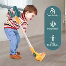 Kids Pretend Vacuum Cleaner Toy Set, Realistic Cleaning Simulation With Lights And Sounds