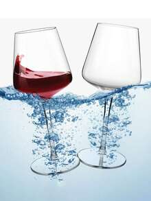 MICHLEY 2/4/6个装漂浮塑料酒杯，不易碎透明杯，Tritan塑料材质，可放入洗碗机清洗，适合露营、聚会、父亲节礼物 - 透明 - 查看 1