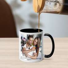 定制咖啡杯，带有手写文字/照片设计，独特的创意厨房和餐厅饮具，适合作为送给家人、朋友、同事和最亲近的人的结婚纪念礼物，可重复使用，11盎司/15盎司，白色和黑色 - 多顏色 - 查看 11