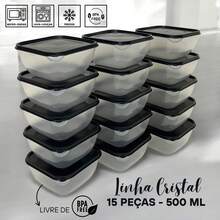 Kit 15 Square Lunch Boxes 500 ML Crystal Line  Food Storage - màu đen - Xem 1