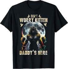 Funny Don'T Worry Kitten I'Ll Protect You Wildlife Forest T-Shirt`Gro Gifts For Grandparents - Black - View 1