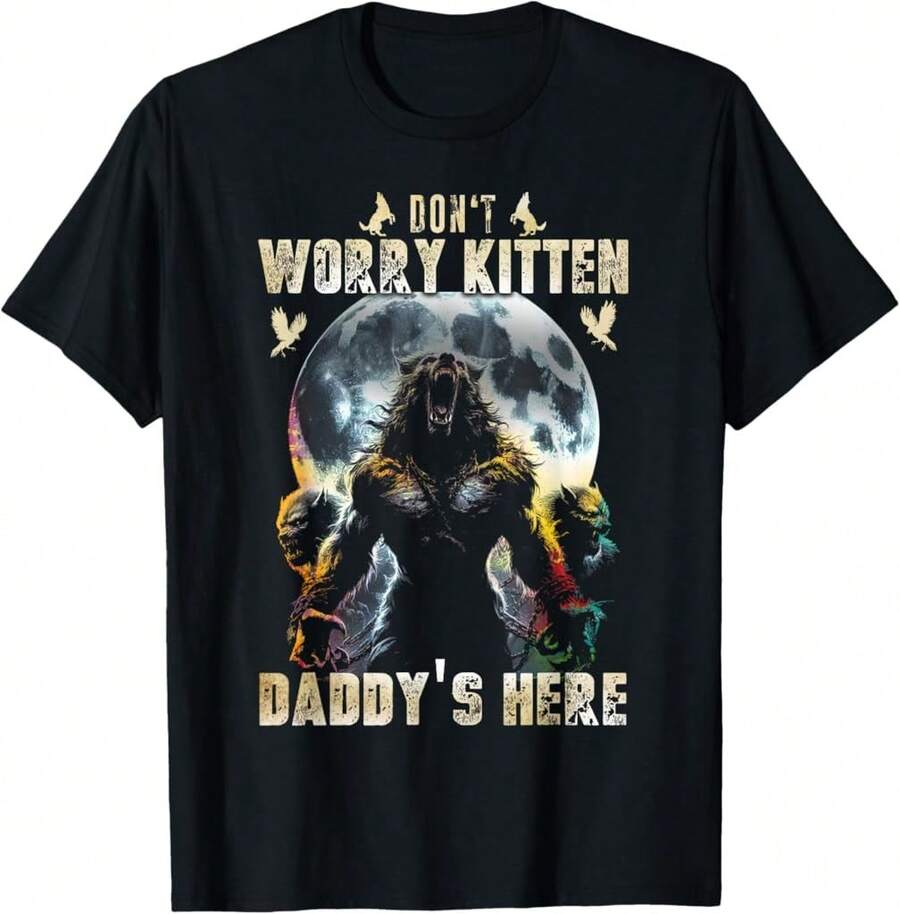 Funny Don'T Worry Kitten I'Ll Protect You Wildlife Forest T-Shirt`Gro Gifts For Grandparents - Black - View 1