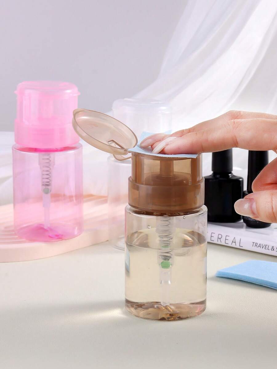 100ml Nail Polish Remover Pump Dispenser Push Down Pump Dispenser Bottle Empty Lockable Nail Polish Remover Pump Dispensers Liquid Pumping Dispenser Bottles For Alcohol,Makeup Remover