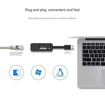 tp-link UG310 Gigabit USB Ethernet Adapter, High-Speed Stable Connection, Low Latency, Plug & Play, Driver-Free, Supports Win10/11/Mac/Linux, Auto MDIX, Ideal For Gaming & Office