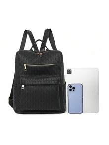 LECEY Retro PU Leather Convertible Backpack Purse - Spacious Two-Way Design With Laptop Compartment And Adjustable Shoulder Straps - Perfect For Travel, Work, School, And Everyday Use - Black - View 5