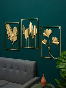 1pc Nordic Metal Leaf Iron Wall Hanging Decor, Plant Ginkgo Palm Maple Leaves Wall Pendant Mural Living Room Bedroom Home Decoration Room Decor Bedroom Decor Wall Decor